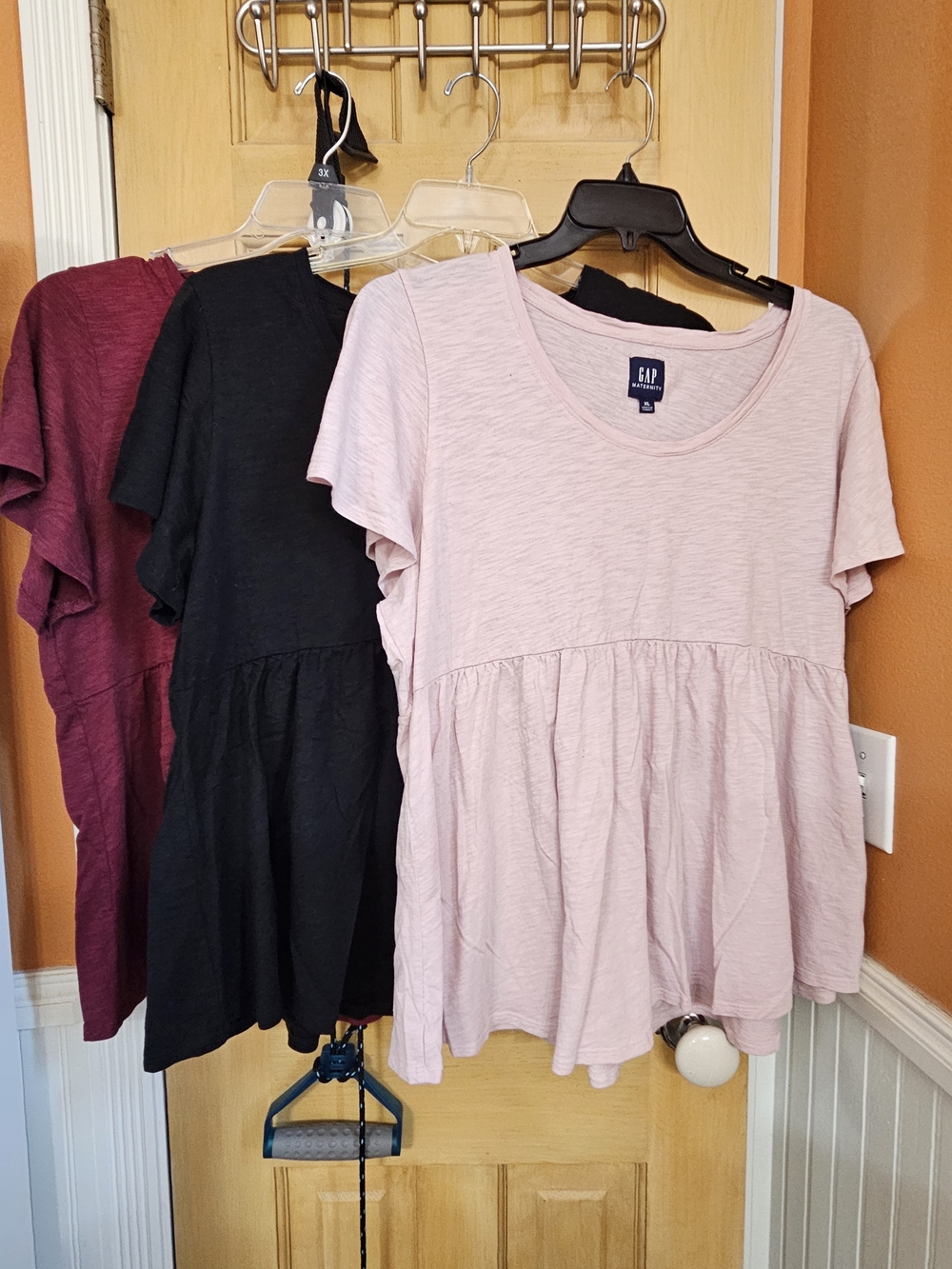 GAP Women's Light Pink, Black, Maroon Short Sleeve Babydoll Tunic - Maternity